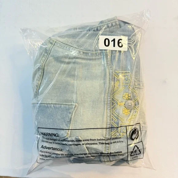 LuLaRoe Jaxon Denim Jacket‎ XL Light Wash Yellow Embroidered Boho Trucker Jean - Picture 13 of 13